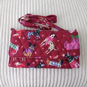 Vera Bradley Wallet Crossbody in the Holiday Hounds pattern Dog Christmas
